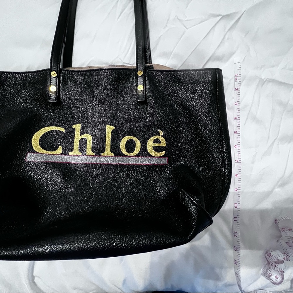 Chloe Black and Gold Leather Tote